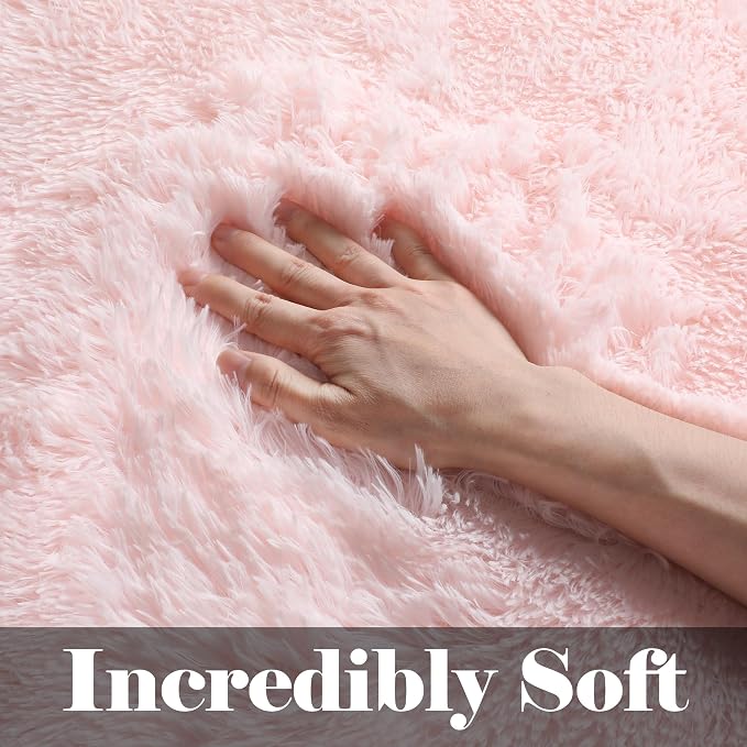 ONASAR Pink Area Rugs for Living Room Girls Bedroom, 5x8 Fluffy Bedside Throw - Image 2
