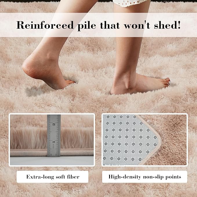 yongyangjuxin Fluffy Rug Shag Area Rug, Mottling Beige 10x14 Area Rugs - Image 6