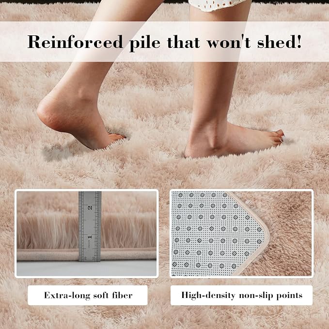 yongyangjuxin Fluffy Rug Shag Area Rug, Mottling Beige 6x9 Area Rugs - Image 6