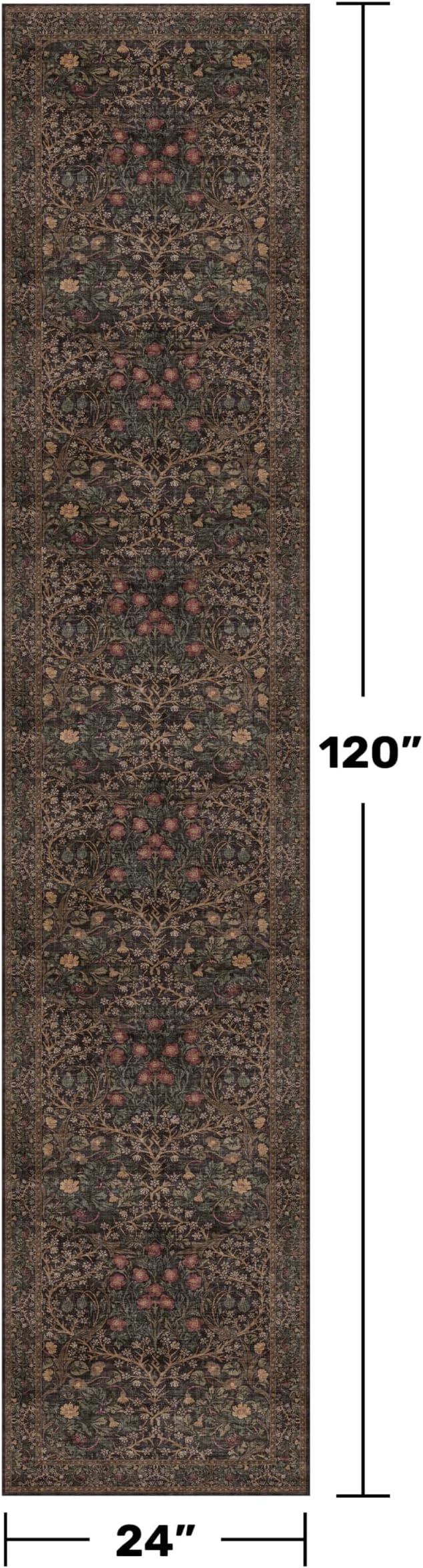 Brown Boho Washable 2x10 Hallway Runner Rug - Image 2