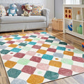 jinchan Macy 3x5 Area Rug for Kids Room Modern Colorful Checkered Diamond by JINCHAN
