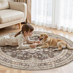 5ft Round Vintage Living Room Area Rug - Image 5