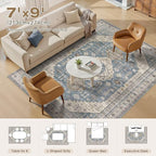 7x9 Washable Area Rug, Large Rugs - Image 7