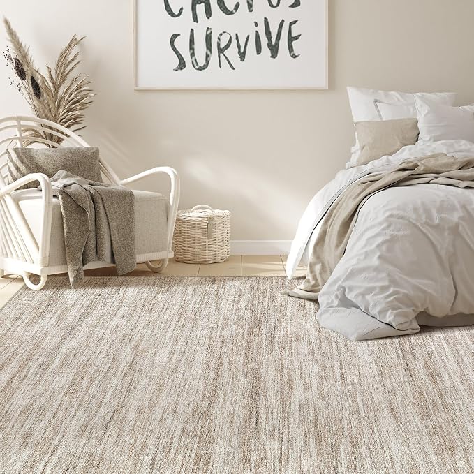 Nakagishi 10x14 Area Rugs Living Room: Washable Large Vintage Rug Neutral - Image 6