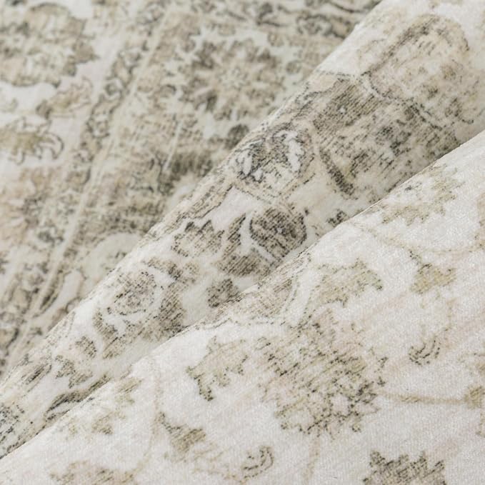 8x10 Washable Neutral Area Rug Taupe Vintage Living Room Bedroom Carpet - Image 9