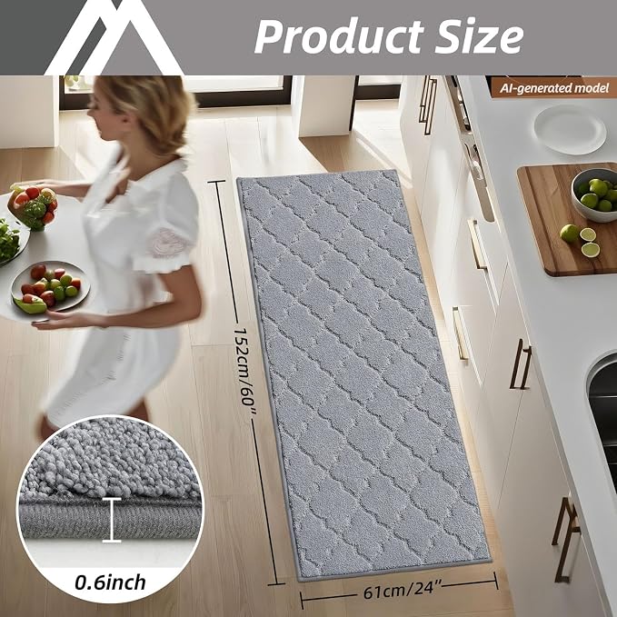 COSY HOMEER-Kitchen-Rugs-Non-Slip-Washable 24"x60" Absorbent Kitchen Runner Rug - Image 2