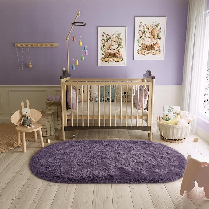 LOCHAS Bedroom Rug 2.6' x 5.3', Soft Oval Throw Rugs Carpet - Image 5
