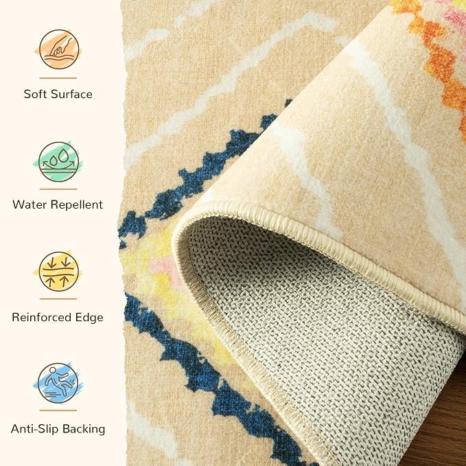 Area Rug 5x7 Rug Machine Washable Non-Slip Low Pile Print Pattern Western Rug - Image 2