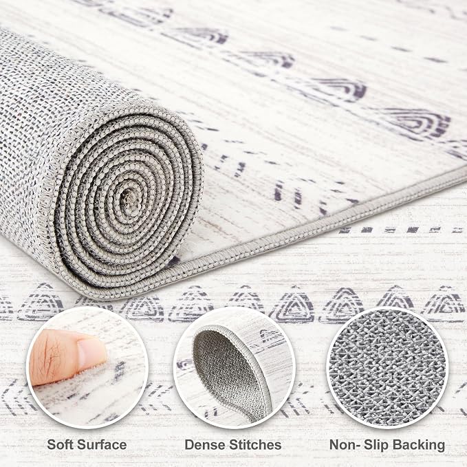 Nakagishi 10x14 Area Rugs Living Room: Washable Boho Large Neutral Modern Soft - Image 3