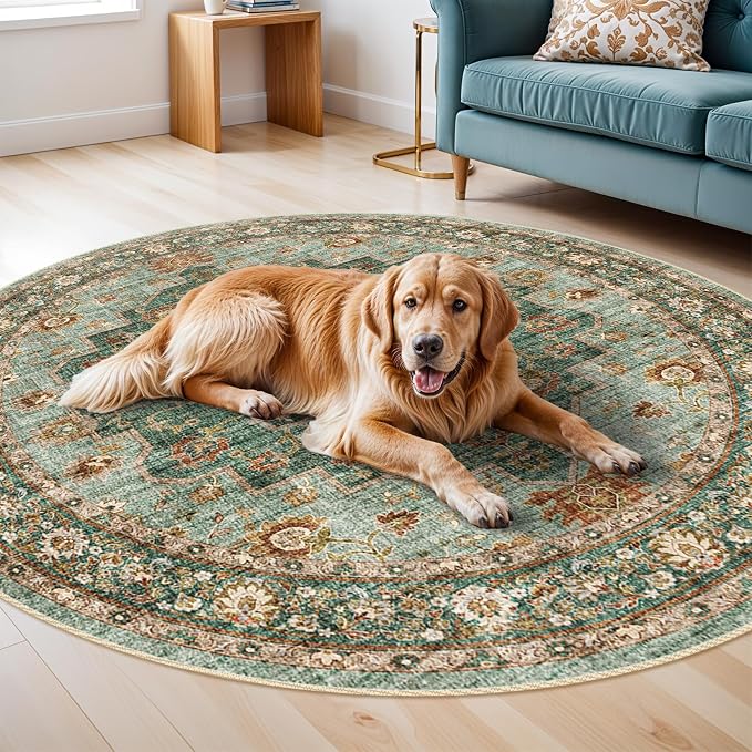 TOPRUUG Washable Oriental Area Rug - 4ft Round Rugs - Image 6