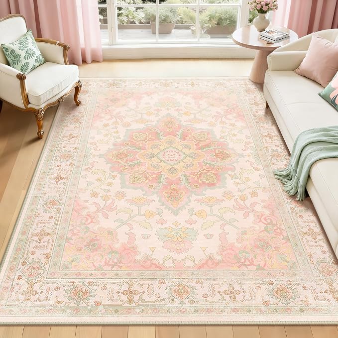 CAPALOCA Machine Washable Rugs Nursery Rug 5x7 Cute Girl Non Slip Low Pile - Image 2
