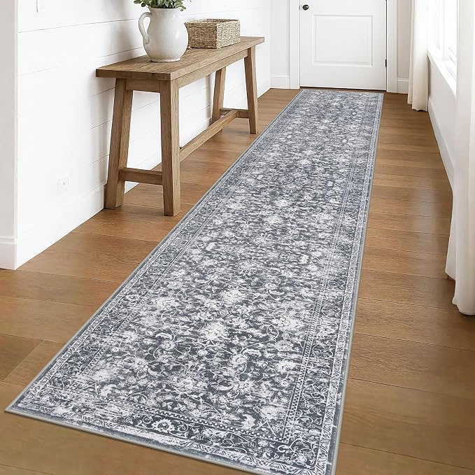 KILOCOCO Runner for Hallway 2.6x16 Runner Rug Printed Vintage Floral Washable - Image 8