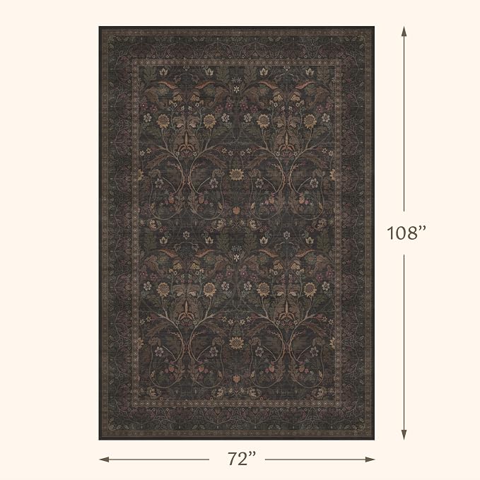 6x9 Dining Room Rugs for Under Table, Washable Carpet Living Room, Dark Brown - Image 2