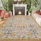 AMTOVO 9x12 Washable Area Rugs for Living Room, Non-Slip&Non-Shedding Floral - Image 4