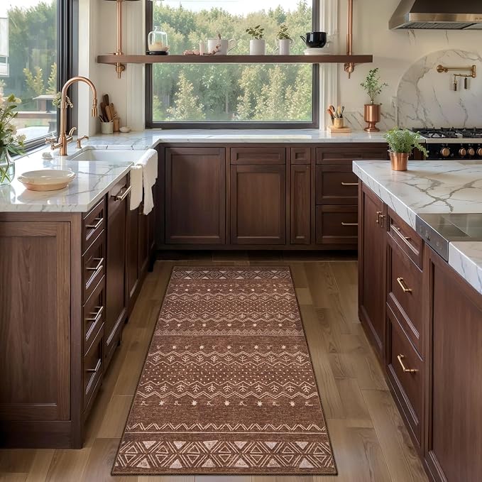 SERISSA 2x4 Rugs for Entryway, Washable Non-Slip Coffee Brown Small Runner Rug - Image 2