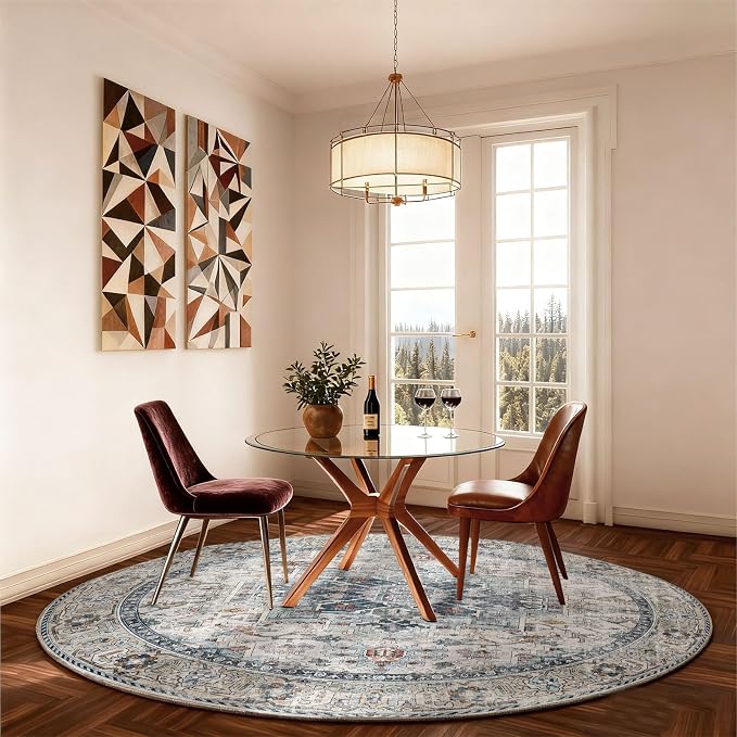 4x4 Washable Rugs for Living Room: Bedroom Rug Stain Resistant Non Slip Low - Image 4
