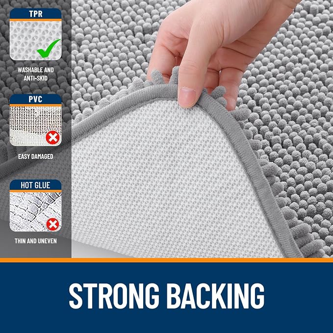 OLANLY Large Bathroom Rugs 50x30, Extra Soft Absorbent Chenille Bath Rugs - Image 6