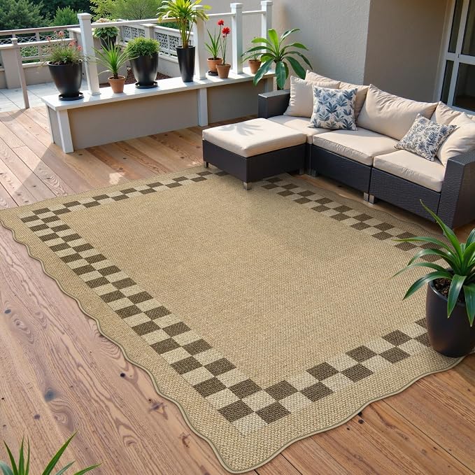 LIVEBOX Easy Jute Checkered Outdoor 5x7 Rug - Image 2