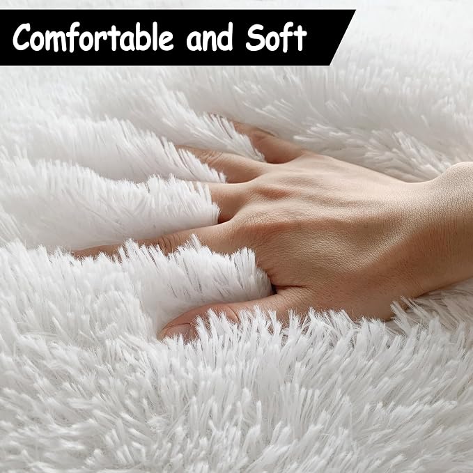 2x6 Ft Shag White Runner Rug for Bedroom Fuzzy Soft Fluffy Carpet Non-Slip - Image 4