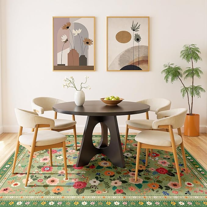 8x10 Area Rugs for Living Room Vacuum-Friendly Machine Washable Area Rug Flower - Image 7