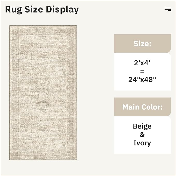 Soalmost 2x4 Washable Rugs for Kitchen, Powder Room Small Area Rug Non-Slip - Image 5
