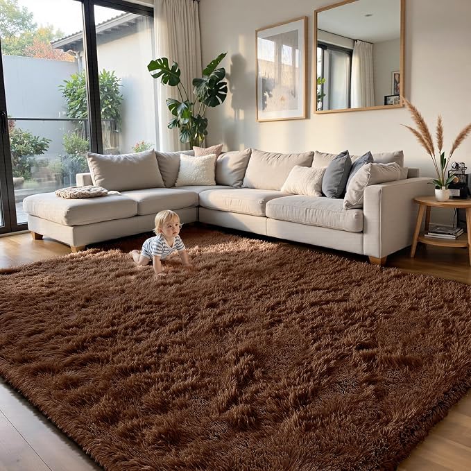 Fluffy Rug Shag Area Rug, Small Bedside Rug, Soft Fluffy Shag Entryway Throw - Image 3