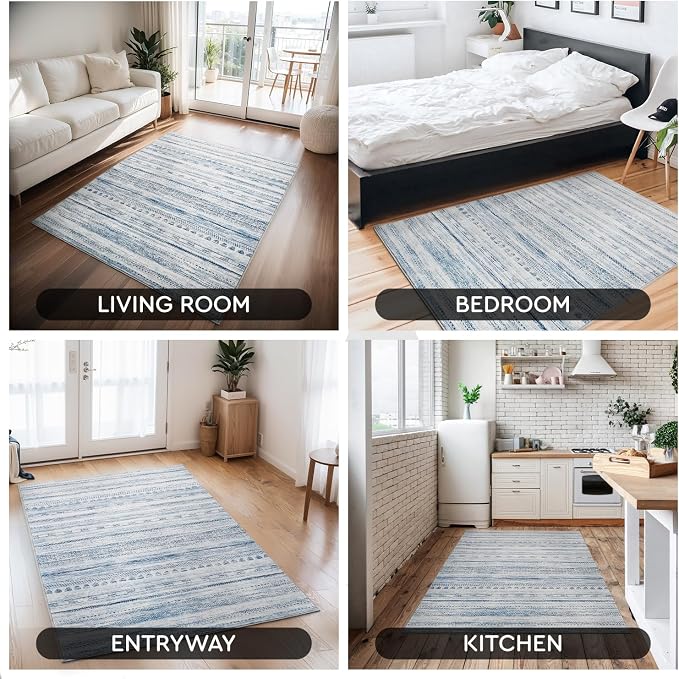 3x5 Area Rug Machine Washable Non Slip Rug Distressed Neutral Moroccan Boho Rug - Image 7