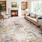 Rugflix 8x10 Washable Area Rugs, Neutral Boho Carpet Living Room Rug Non Slip by RugflixAreaRugs