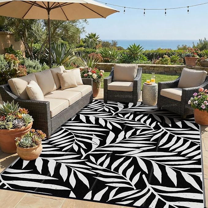 Smiry Outdoor Rug 9x12 ft, Waterproof Reversible Plastic Straw Rugs, Outdoor by Smiry