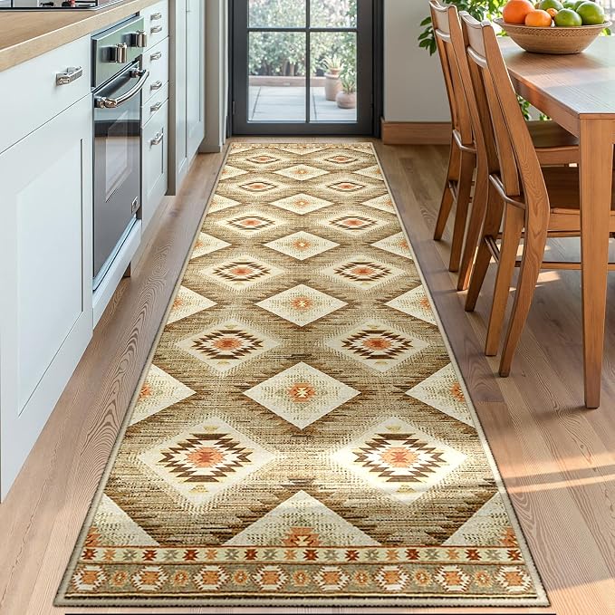 Area Rug 2x6 Rug Machine Washable Non-Slip Low Pile Print Pattern Western Rug - Image 2