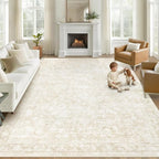 8x10 Area Rugs for Living Room: Washable Large Vintage Floral Rug Low Pile by LOSBULAKE