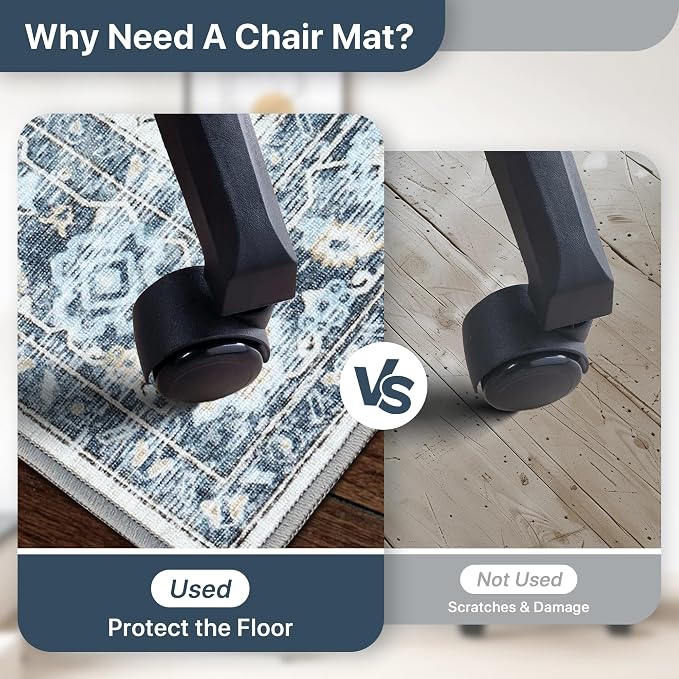 30"x48" Office Chair Mat for Hardwood Tile Floor, Under Desk Carpet Protector - Image 4
