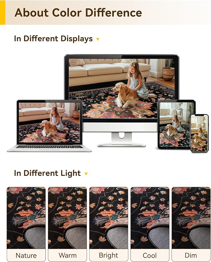 RELEANY Area Rugs 6'x9' Washable Non-Slip, Floral Vintage Distress Medallion - Image 8