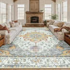 RELEANY Area Rugs Large 10'x14' Washable Non-Slip, Floral Vintage Distress - Image 2