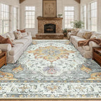RELEANY Area Rugs Large 10'x12' Washable Non-Slip, Floral Vintage Distress - Image 2