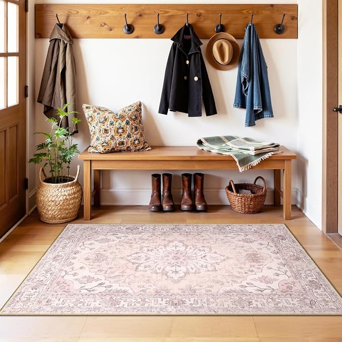 RELEANY Area Rugs 3'x5' Washable Non-Slip, Floral Vintage Distress Medallion - Image 8