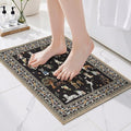 Black Floral Dog Rug for Entryway, 2x3 Washable Kitchen Mat Ultra-Thin Soft by WelcometoBabovid