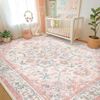CAPALOCA Machine Washable Rugs Nursery Rug 9x12 Cute Girl Non Slip Low Pile - Image 3