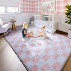 KICMOR 5x7 Area Rugs for Living Room, Fluffy Soft Light Pink and White - Image 5
