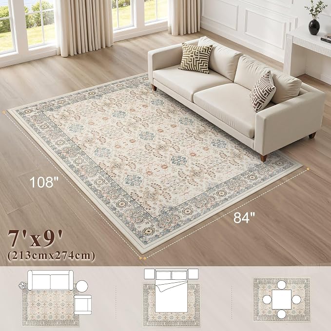 Vintage Living Room Area Rug 7x9 - Image 2