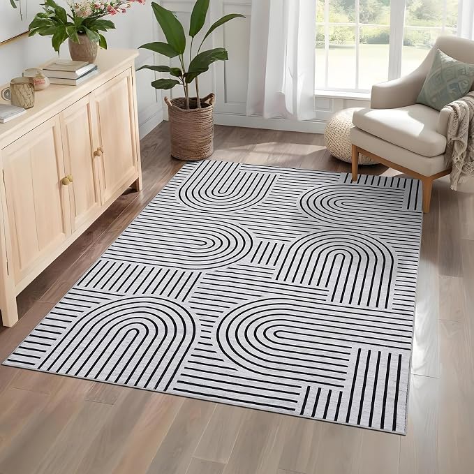 Washable Rug 4x6 Area Rugs for Living Room, Abstract Rug for Bedroom, Soft - Image 2