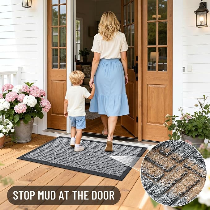 OLANLY Front Door Mat Outside Entrance 59x34, Heavy Duty Sturdy Natural Rubber - Image 6