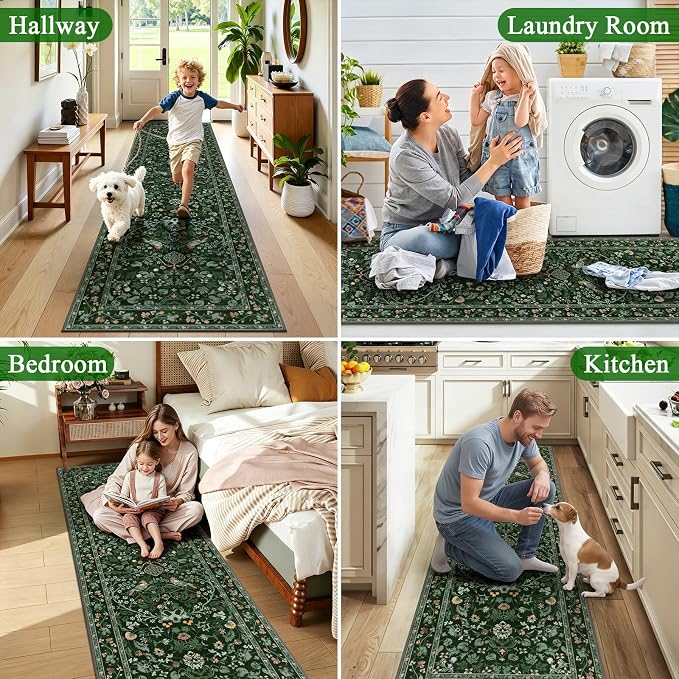 HEBE Washable Hallway Runner Rug 2'x 6' Non Slip Kitchen Rugs Runner, Low Pile - Image 6