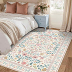 Rugxara 3x5 Rug for Entryway Bedroom, Floral Vintage Retro Boho Throw Rug - Image 2