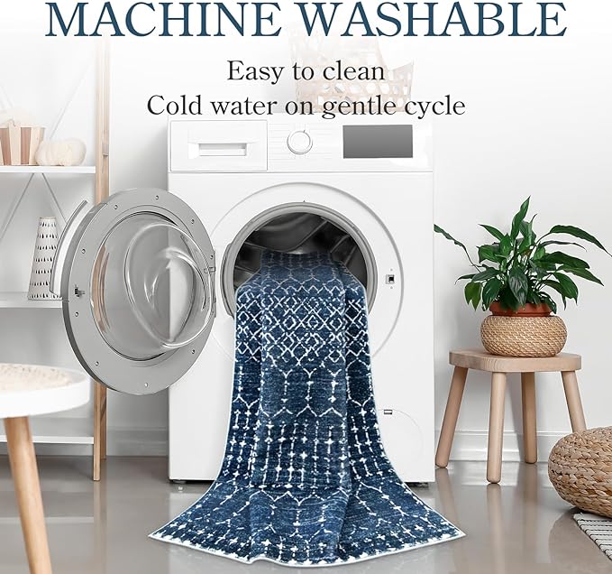 Lahome Moroccan Indoor Rugs for Entryway 2x3 Area Rug Non-Slip Backing Washable - Image 3