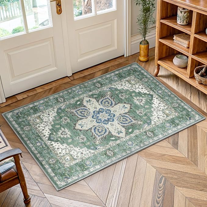 AMADA HOMEFURNISHING 2x4 Washable Area Rug, Low-Profile Entryway Rug by AMADAHOMEFURNISHING