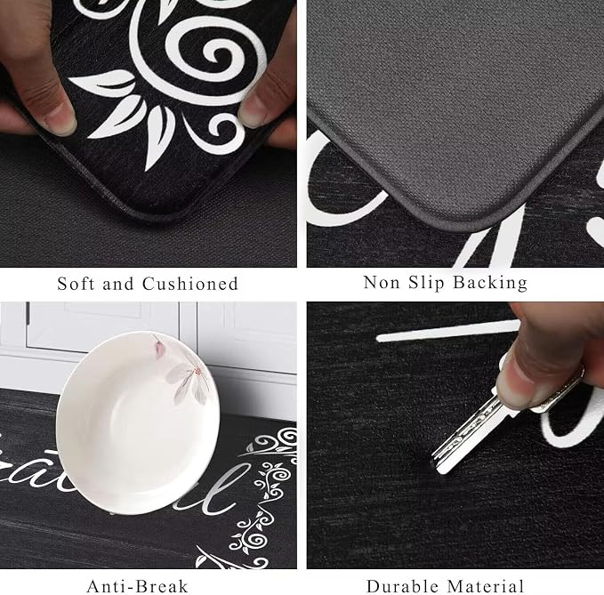 HEBE Anti Fatigue Kitchen Mat Set of 2 Non Slip Cushioned Kitchen Mats - Image 3