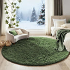 Ophanie Round Rug 6Ft Grey Green Circle Area Rug, Fluffy Fuzzy Bedroom Carpet - Image 5