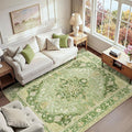 RELEANY Area Rugs 6'x9' Washable Non-Slip, Floral Vintage Distress Medallion by RELEANY