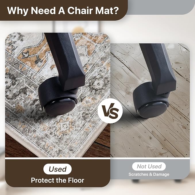 30"x48" Office Chair Mat for Hardwood Tile Floor, Under Desk Carpet Protector - Image 4